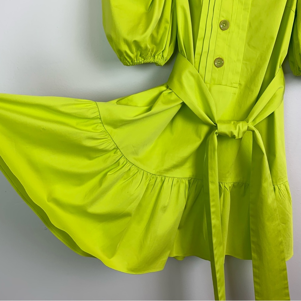 Ted Baker Sofia Ruffle Mini Dress Bright Green Size 4 - Picture 9 of 16